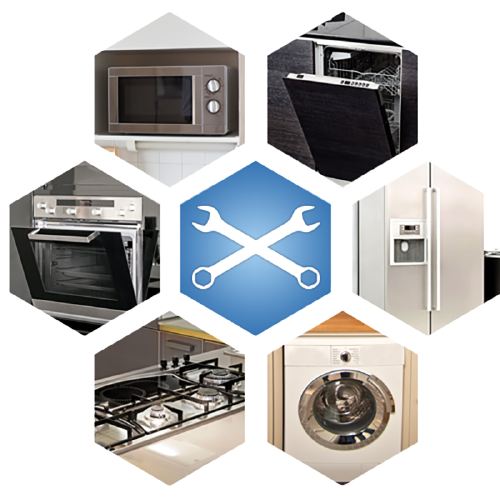 Economy Repair Service Facebook profile picture: a collage of a microwave, dishwasher, oven, refrigerator, cooktop and washing machine around crossed wrenches